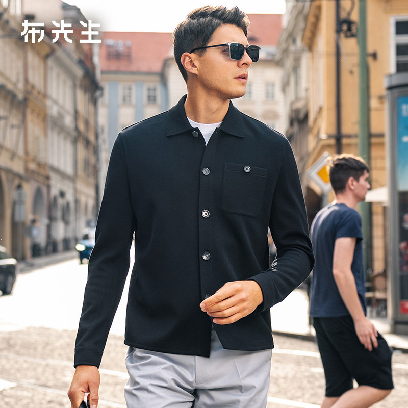 MrBu布先生衬衫式翻领羊毛外套秋冬口袋设计纽扣毛衣开衫BT15367,男装,针织衫/毛衣,淘宝优惠券,粉丝福利购,淘宝优惠卷