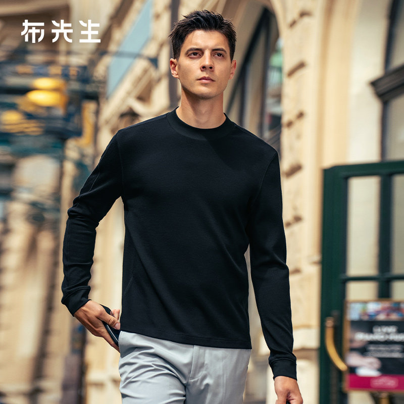MrBu布先生长袖羊毛t恤2026新款小高领保暖毛t男可机洗BT16992图片