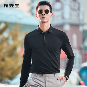 MrBu布先生专利八字衬衫领长袖T恤秋冬商务丝光棉上衣男BT11895