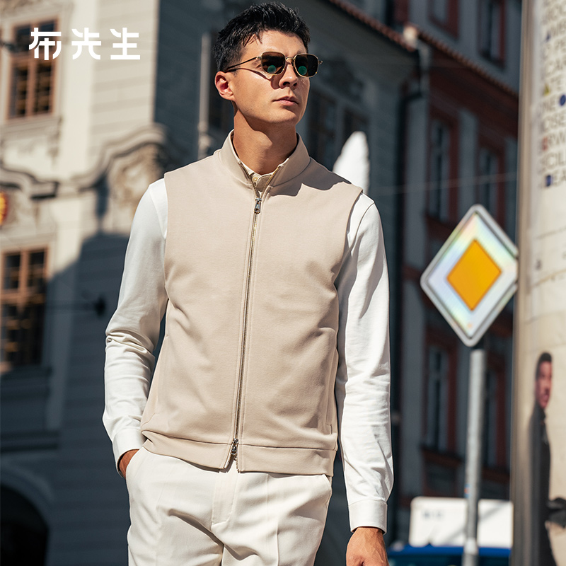 MrBu布先生时尚无袖立领拉链马甲2025秋冬新款男针织外套BT16936