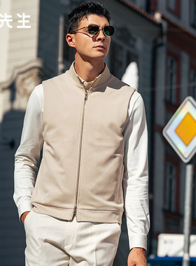 MrBu布先生时尚无袖立领拉链马甲2025秋冬新款男针织外套BT16936