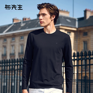 饰纯色t恤男 休闲十字装 MrBu布先生鸢尾花刺绣长袖 T秋冬打底衫