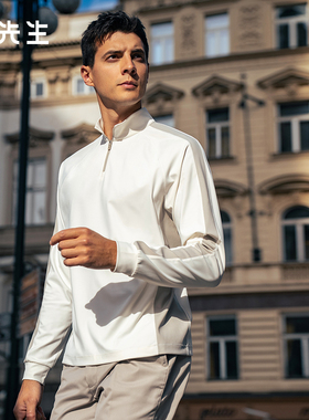 MrBu布先生半拉链立领长袖T恤男2025秋冬新款高弹运动上衣BT16869