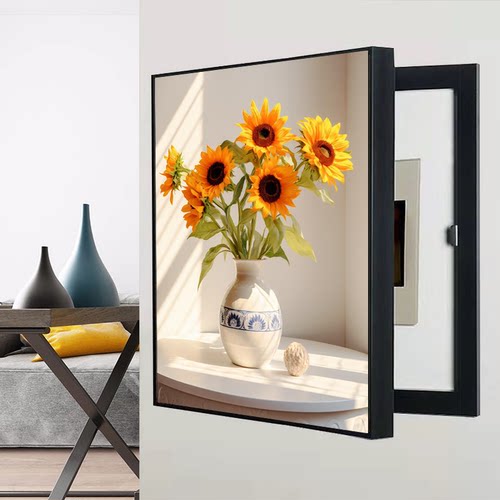 竖款侧开门免打孔电表箱装饰画