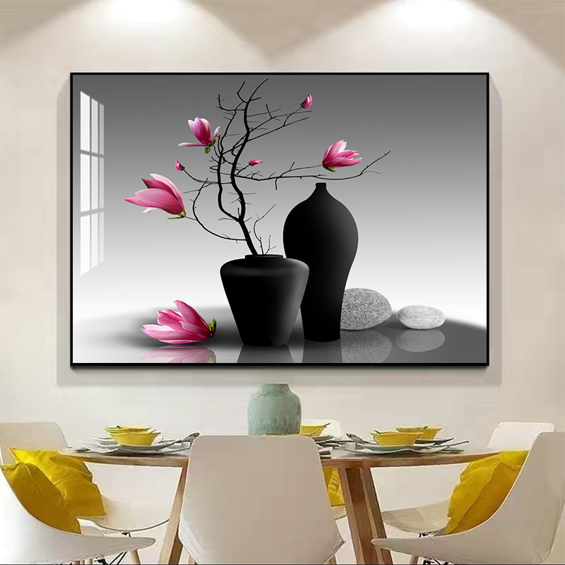 现代简约铝合金晶瓷装饰画酒店宾馆壁画餐厅画饭厅客厅轻奢挂画图片