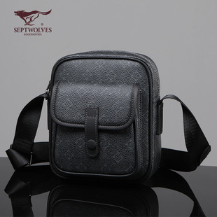 七匹狼单肩包男男士包包2026新款潮牌斜挎包pvc休闲商务背包小包