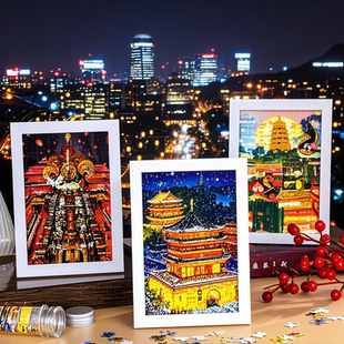 西安大唐不夜城拼图大雁塔钟鼓楼文创迷你AR拼图城市旅游纪念品