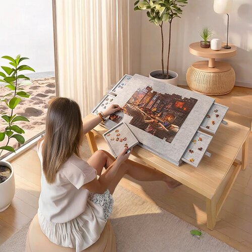 拼图工作台桌板带支架折叠