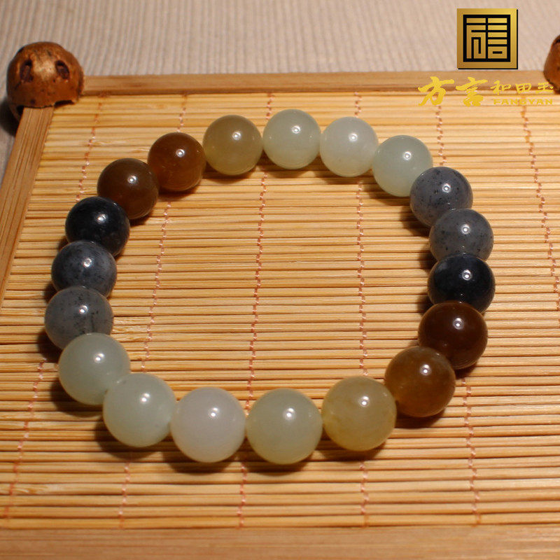 方言10mm手链和田玉多宝三彩玉