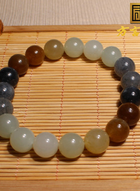 方言10mm手链和田玉多宝三彩玉