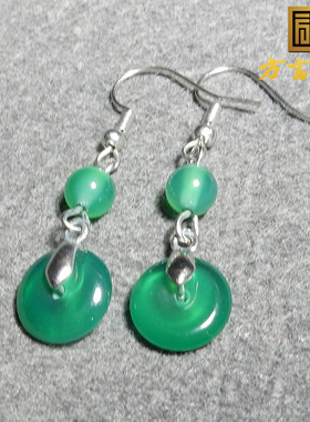 上新了火爆方言品牌和田玉高冰透蓝色玉髓玛瑙特色耳钉耳饰R2