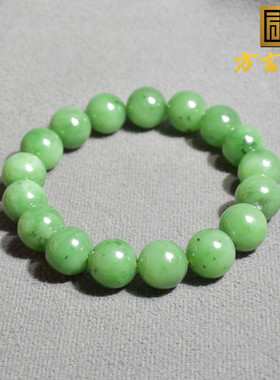 老坑料碧玉阳绿色12mm圆珠手串
