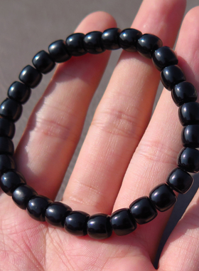 放大漏方言和田玉特惠罕见新疆温润细腻墨玉籽料8mm直切珠手串X5