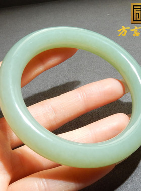 美滋滋方言和田玉巨漏新疆特色且末蓝色基调内径55mm女士手镯w1