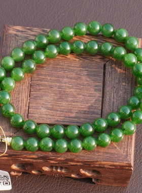 方言和田玉俄料冰阳绿碧玉妈妈链