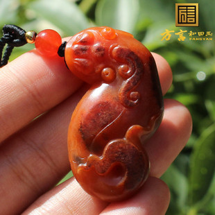 方言和田玉红沁白玉金包银籽料鱼化龙独籽苏工雕刻龙鱼独籽挂件A1