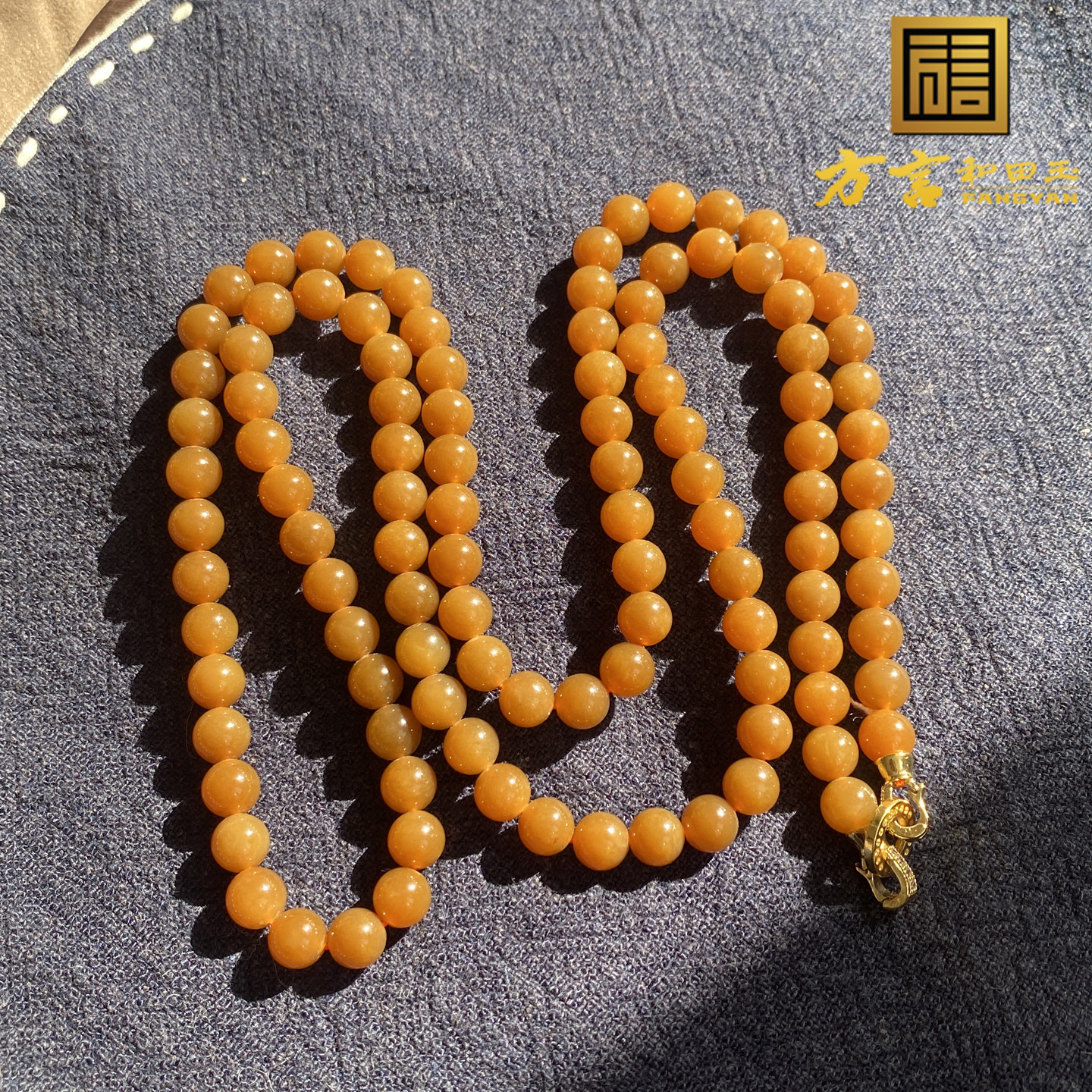 新疆且末老红糖玉8mm108圆珠项链