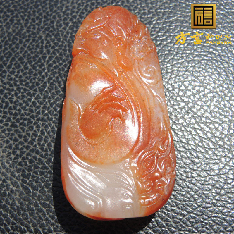 方言巨漏老熟如酥一眼真开门的有红水草沁罕见橘红沁皮关公吊坠R