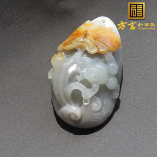 市场价1.2万元亏本680元和田玉青花籽料黄沁皮呱呱来米吊坠颈饰A8