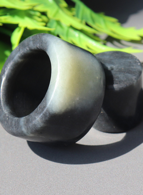 方言和田玉青花籽料戒指扳指