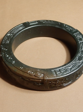 方言品牌和田玉精品枫叶红皮沙枣青籽料卡62mm仿古龙凤呈祥手镯X3