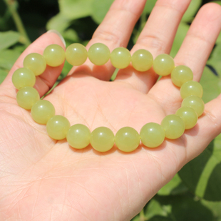 仅1780元 回馈玉友方言和田玉新疆冰底无结构黄口料10mm亮眼手串A6