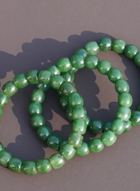 方言和田玉俄细润菠菜绿碧玉手串