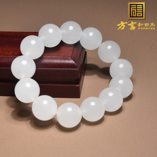 重磅方言和田玉特惠新疆克拉玛依乌拉禾金丝玉白玉16mm圆珠手串A1
