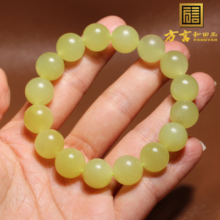 不看就亏方言和田玉推荐新疆细腻且末老坑黄口料卡12mm圆珠手串A6