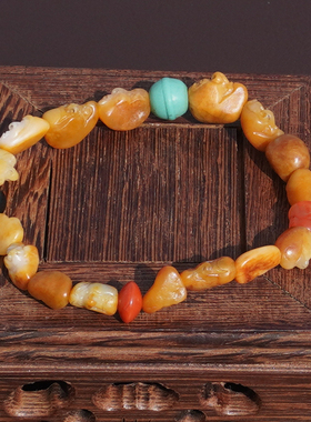 方言品牌新疆黄沁金包银籽料手串