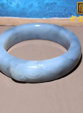 留皮孔水墨青花籽料55如意手镯