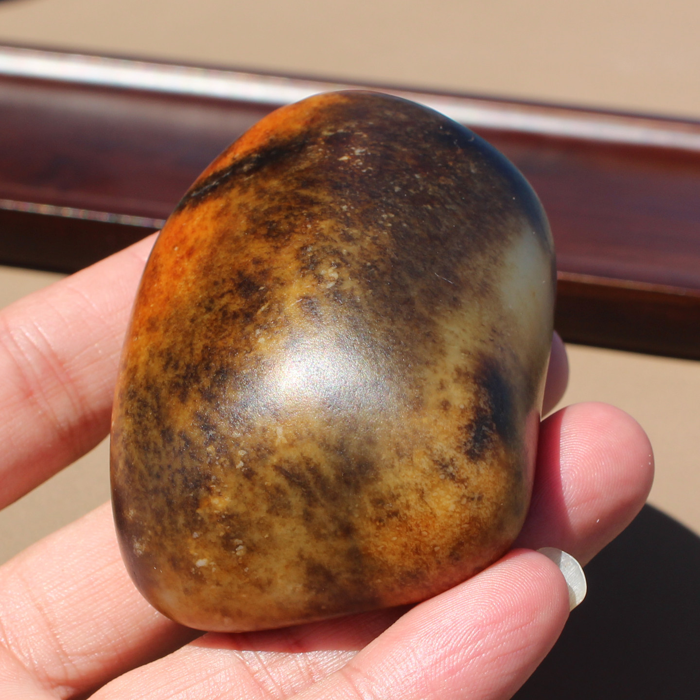 方言和田玉新疆玉龙河老熟栗子黄沁皮白玉籽料原石玩料把件摆件A1