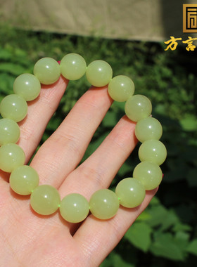 新疆若羌老坑料黄口12mm圆珠手链