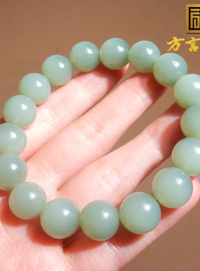 俄罗斯料粉绿猫眼碧玉卡12mm手串