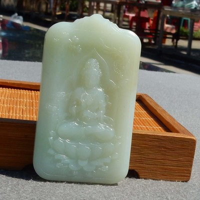 亏麻了方言玉且末山料老熟糖白双面雕工观音山水双色大牌子吊坠s2