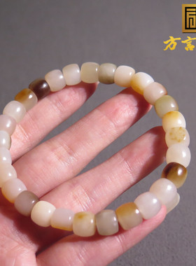 新疆玉流水红糖沁白玉8m老型手链