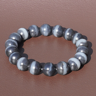 方言和田玉收藏标本级新疆黑白分明颗颗一线天青花籽料12mm手链A6