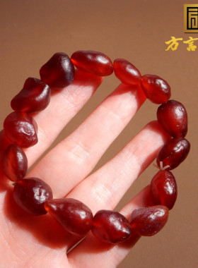 阿拉善戈壁红玛瑙包浆印迹手串