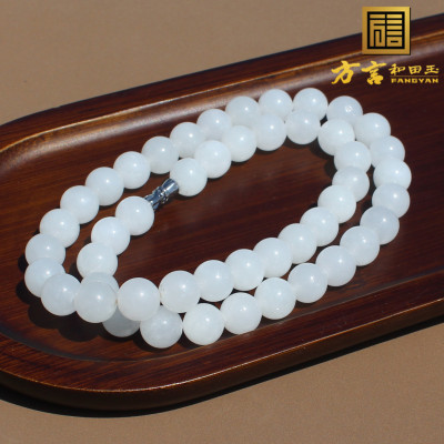 青海料白玉卡10mm项链多圈手链