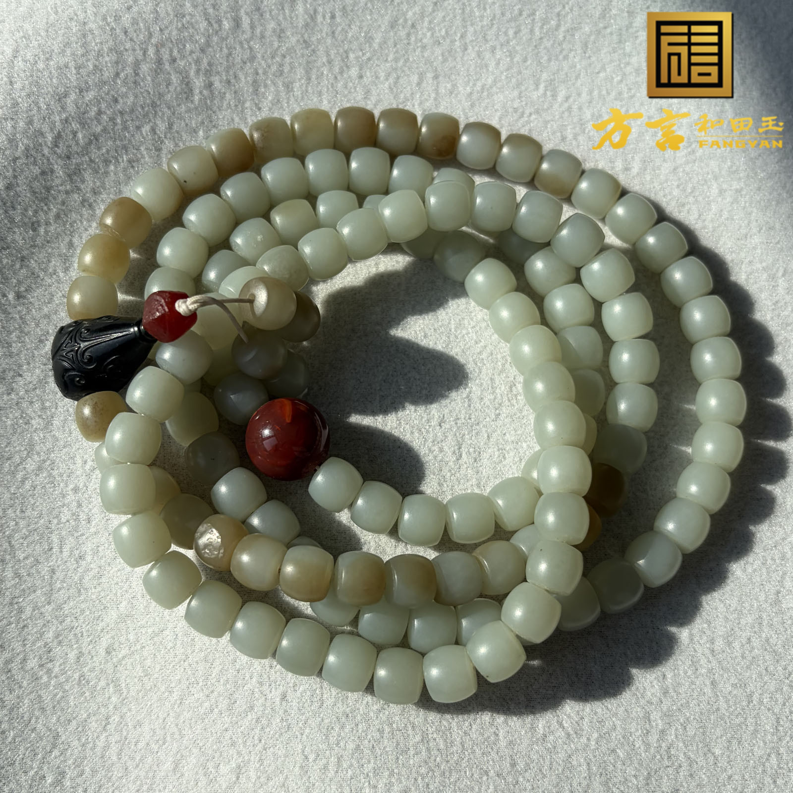 精品方言和田玉珍藏级新疆且末蓝飘糖卡8mm手串手链R1