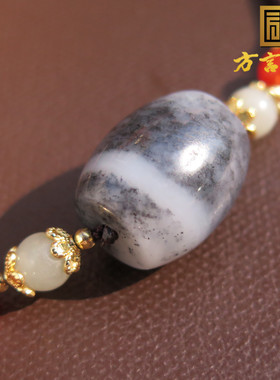 美美哒方言精品和田玉新疆黑白分明青花籽料勒子锁骨链单珠吊坠X1