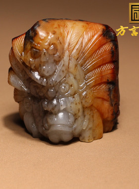 方言俄籽料红皮白玉黄财神