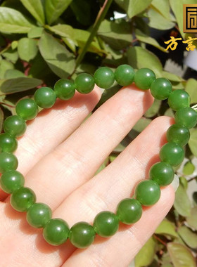 俄料菠菜绿碧玉油润8mm圆珠手串