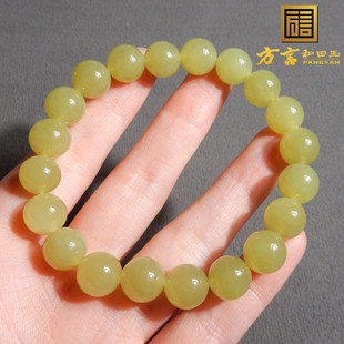 精品方言和田玉珍藏级新疆无结构冰胶若羌黄口料10mm手串手链A2