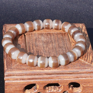 罕见方言和田玉新疆且末料细润颗颗一线天糖白玉10mm老型珠手链A6