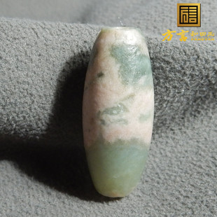 方言和田玉新疆老熟罕见且末金山矿桃花粉白玉双色勒子玉转运珠X3