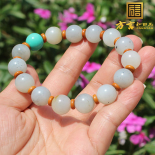 亏本哭晕仅480元方言和田玉新疆挂金皮点墨青花籽料卡12mm手链A6