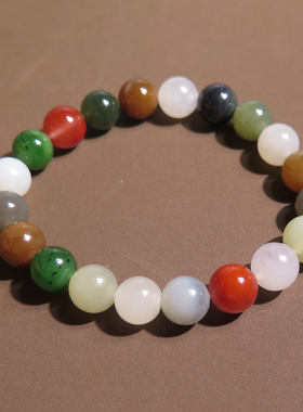 捡漏方言和田玉精品新疆青海俄罗斯和田玉多宝多彩百搭10mm手串X5