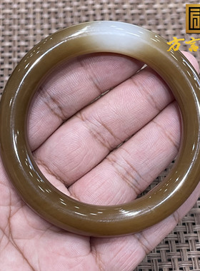 稀方言和田玉收藏级新疆且末非常细老红糖羊脂白内径56MM手镯S9