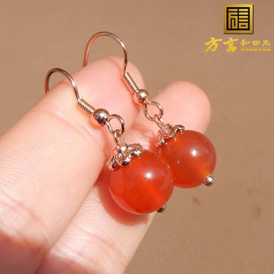 重量级方言精品特色佩戴级推荐高油高冰透红色玉髓玛瑙耳坠耳饰s7
